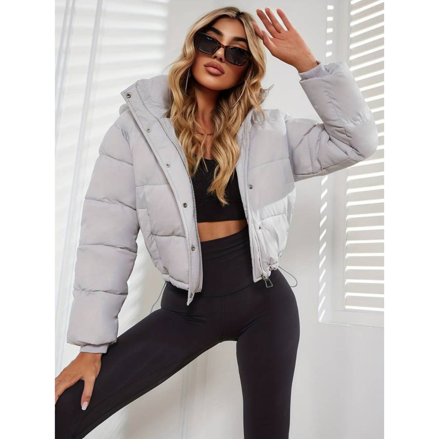 Women's Puffer Jacket | Cropped With Hood