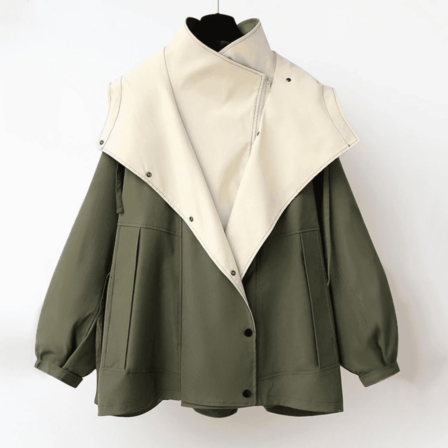 Women's Hooded Jacket | Two-Tone Button Up