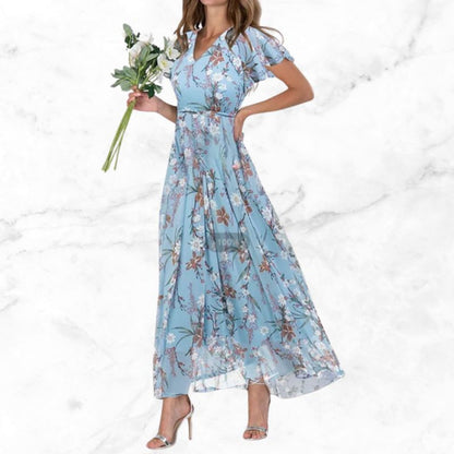 Women's Maxi Dress | V-neck Floral Print