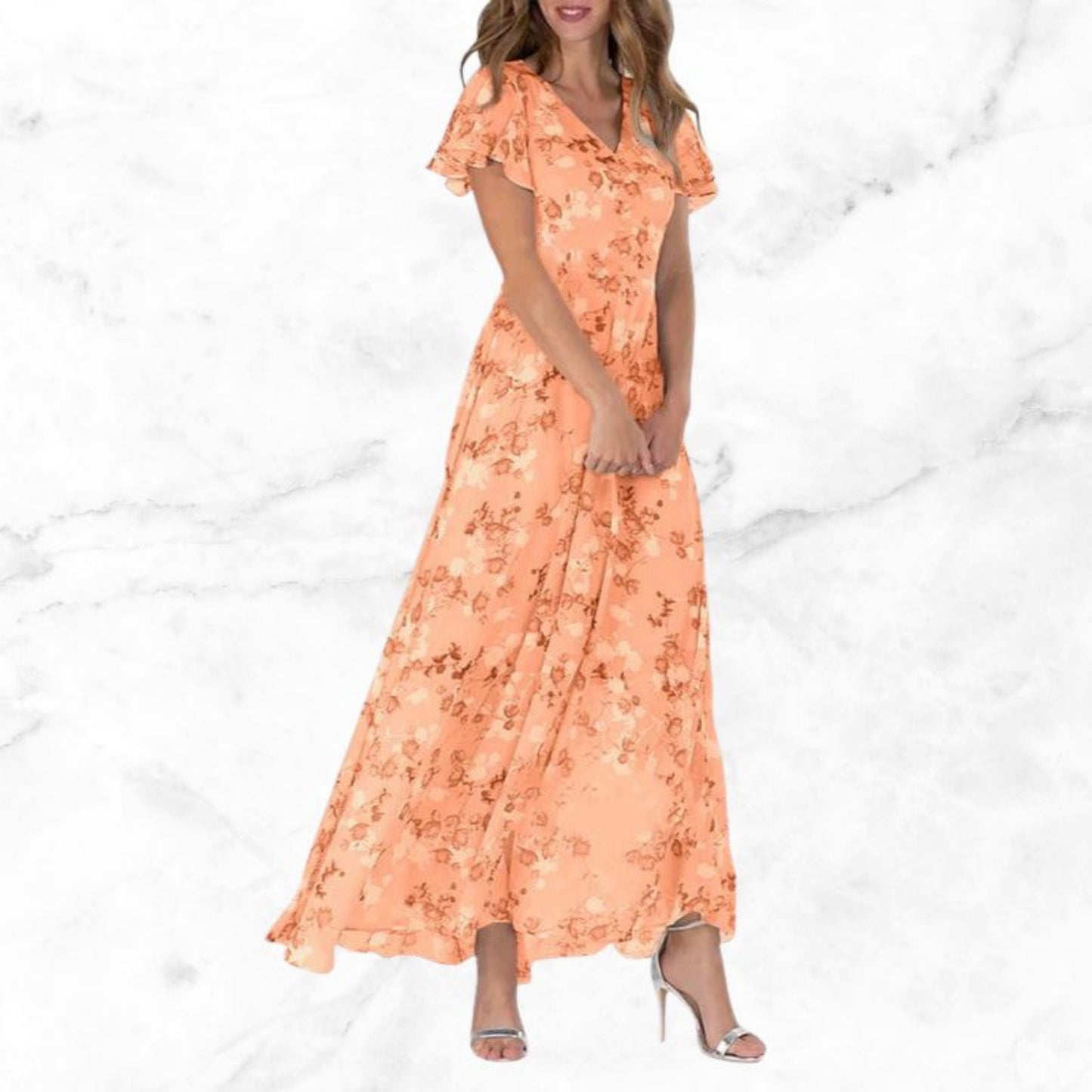 Women's Maxi Dress | V-neck Floral Print