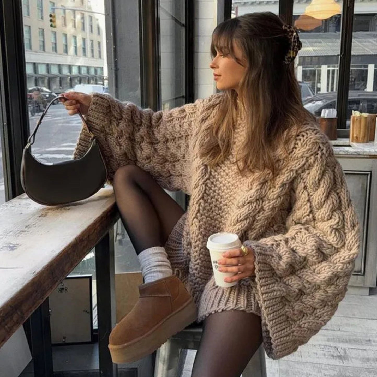 Women's Oversized Sweater | Chunky Cable Knit