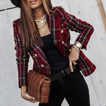 Ladies Blazer With Checks | Button Up