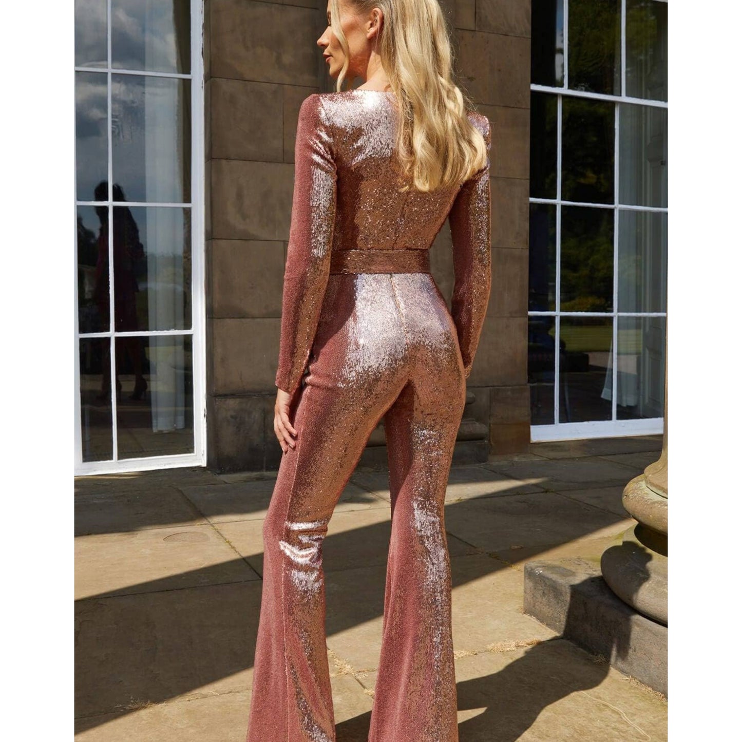 Women's Sequin Jumpsuit | Fitted Wide Leg Design