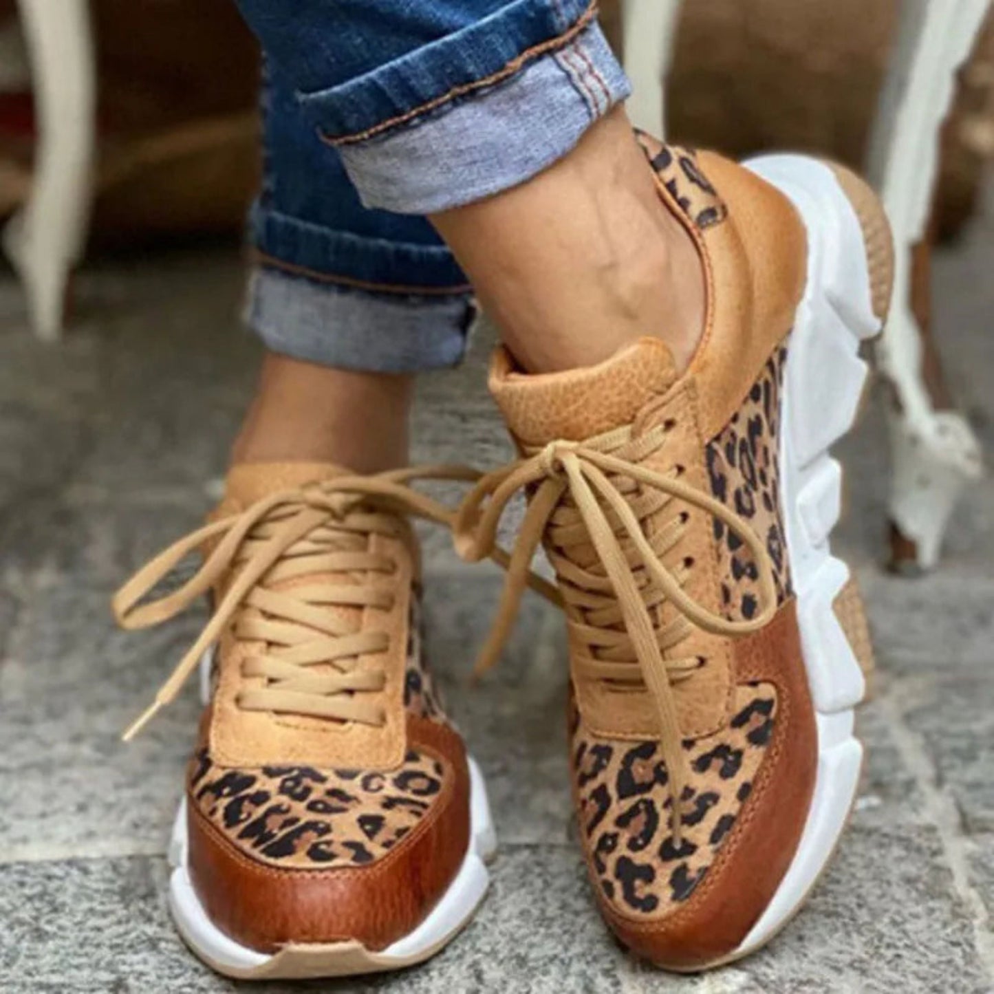 Women's Leopard Print Sneakers | Chunky Sole