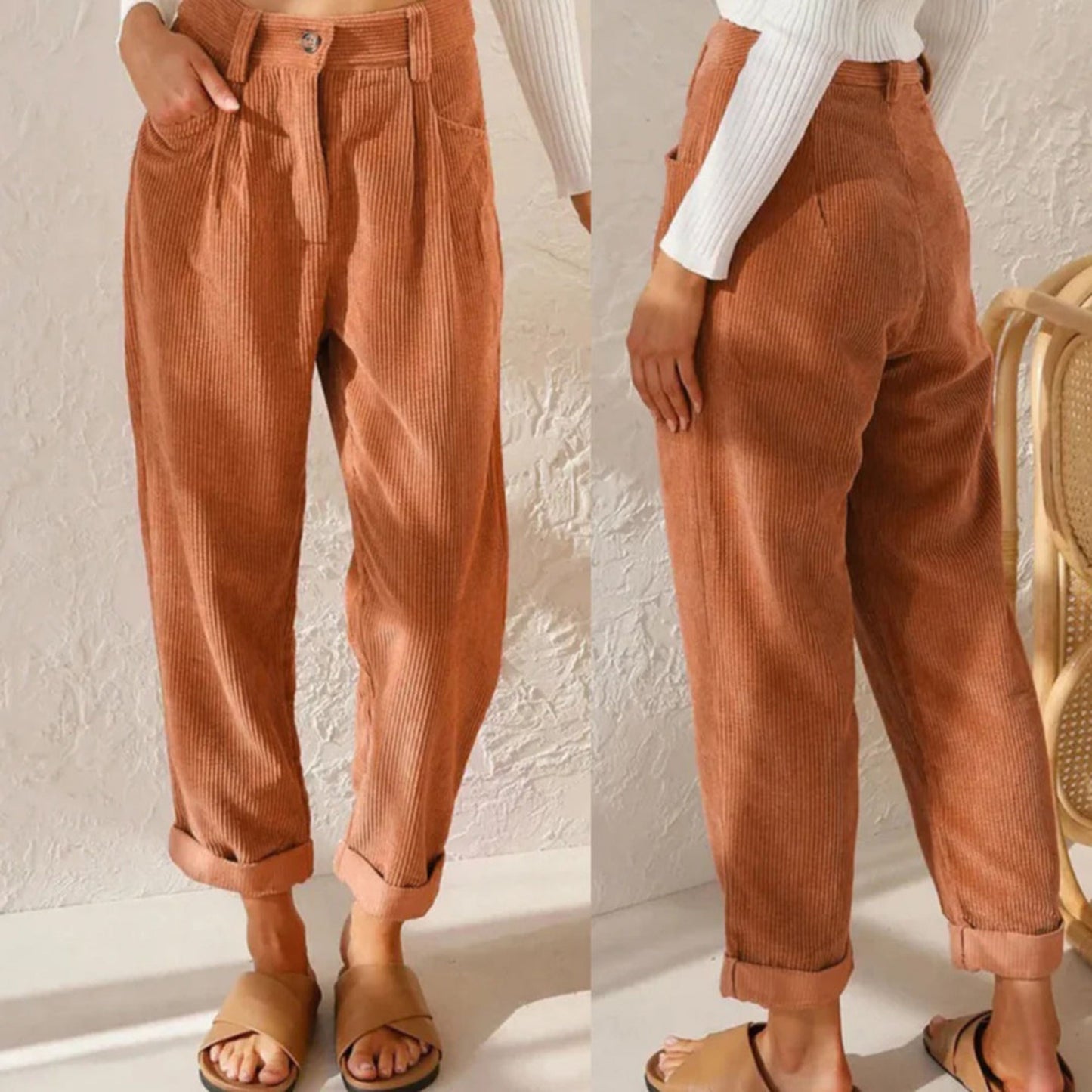 Women's Corduroy Trousers | High-Waisted