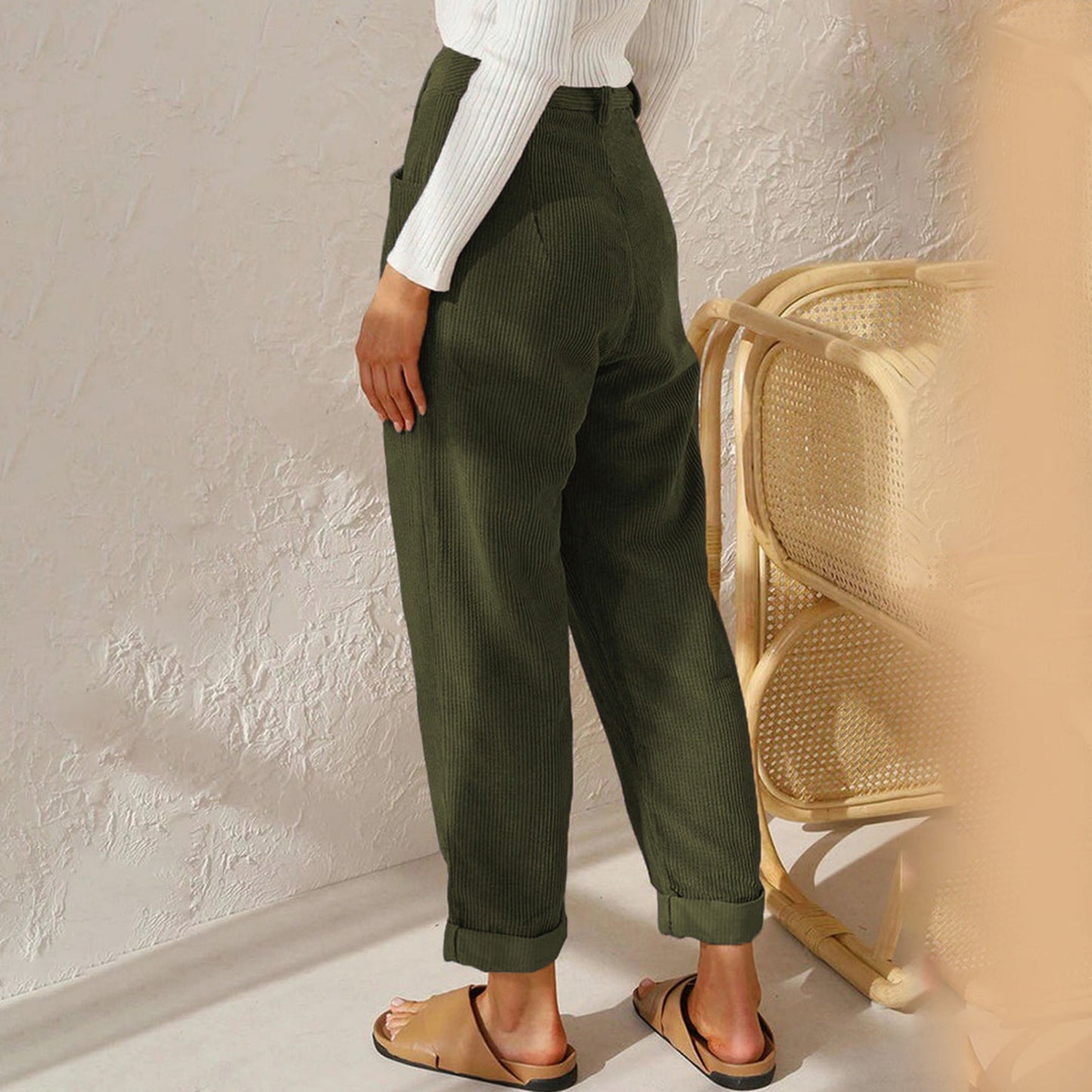 Women's Corduroy Trousers | High-Waisted