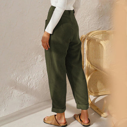 Women's Corduroy Trousers | High-Waisted