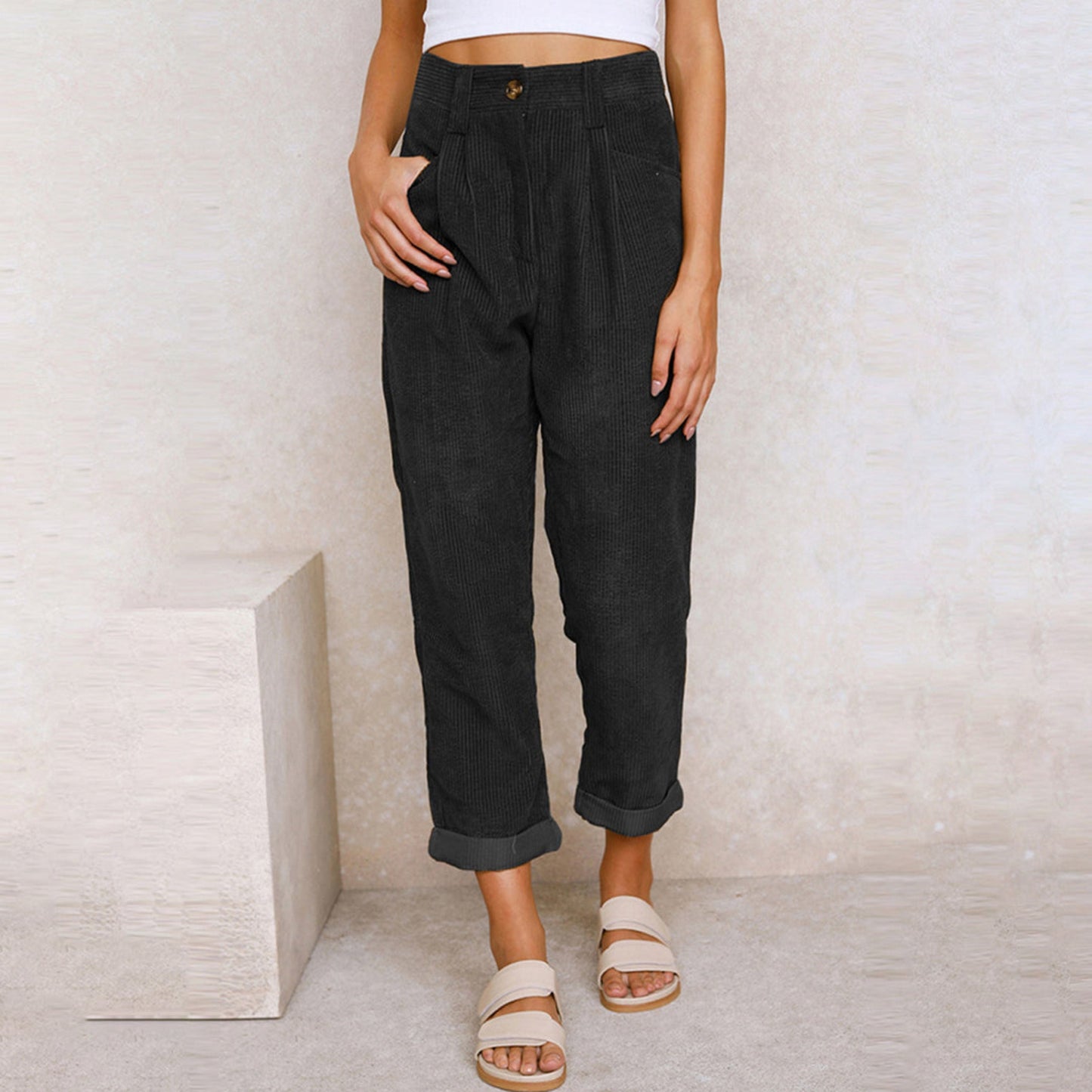 Women's Corduroy Trousers | High-Waisted