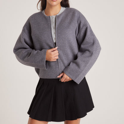 Cardigan with Zipper - Charcoal