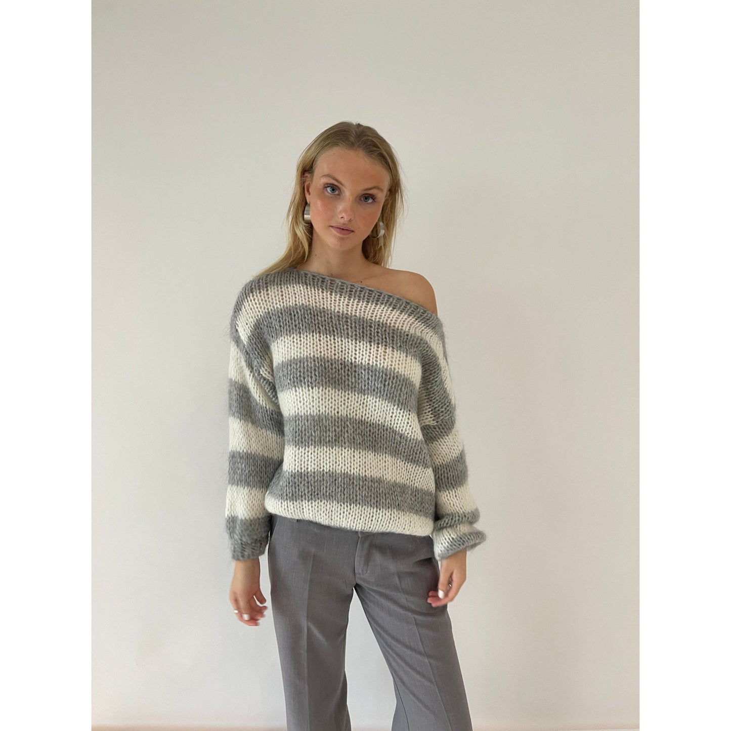 Women's Off-Shoulder Sweater | Striped Knit