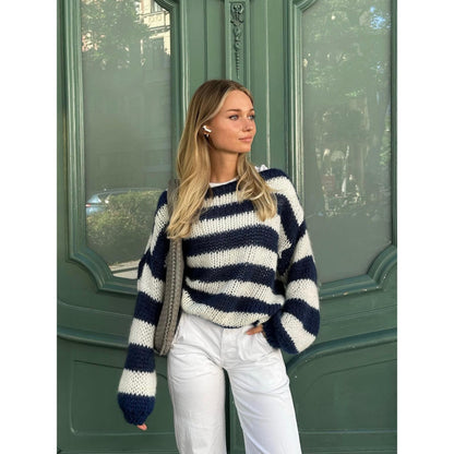 Women's Off-Shoulder Sweater | Striped Knit