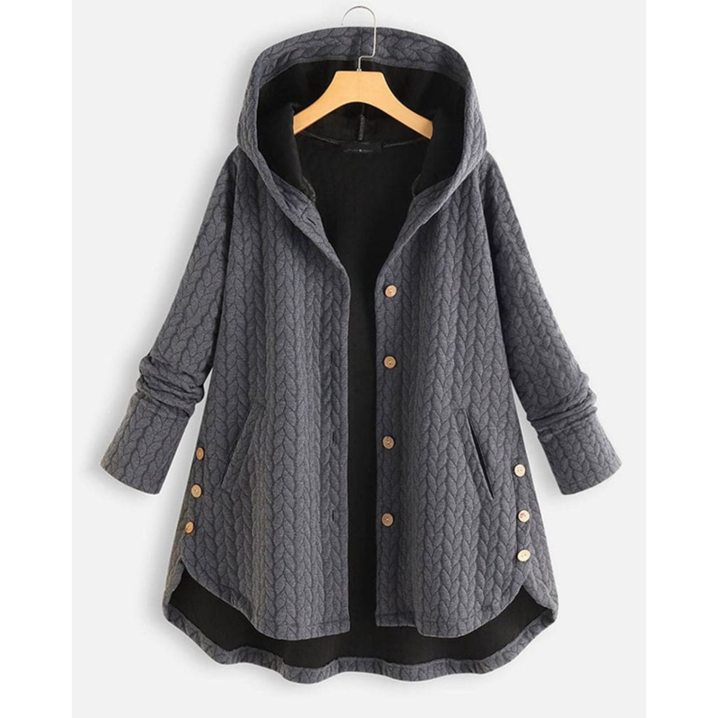 Women's Hooded Coat | Padded with Buttons